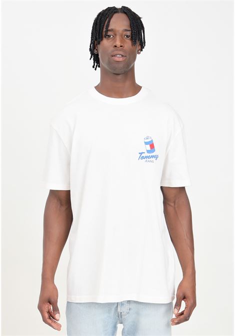 Men's white short sleeve t-shirt with graphic on the back TOMMY JEANS | DM0DM18548YBHYBH